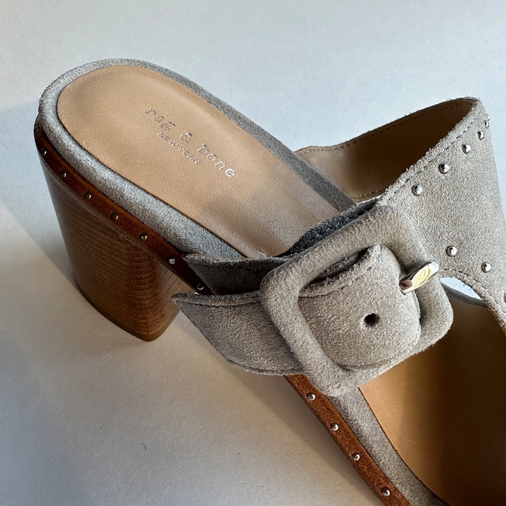 Rag & Bone Gray Matteo Suede Mules Open Toe Sanda… - image 5